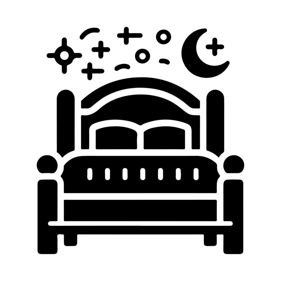 Bed icon silhouette . Human in bed illustration simple design vector