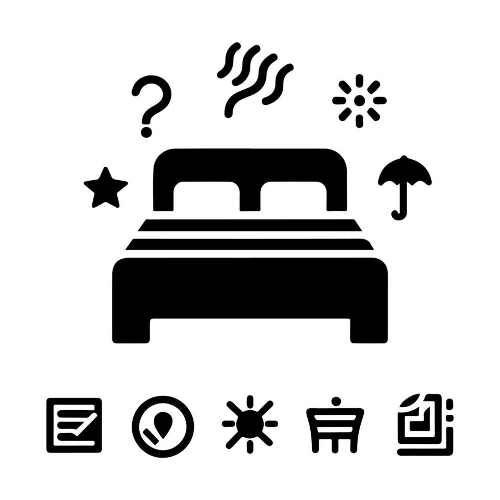 Bed icon silhouette . Human in bed illustration simple design vector