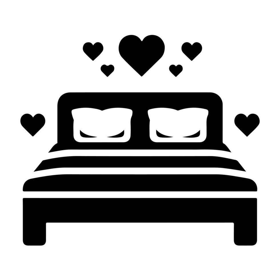 Bed icon silhouette . Human in bed illustration simple design vector