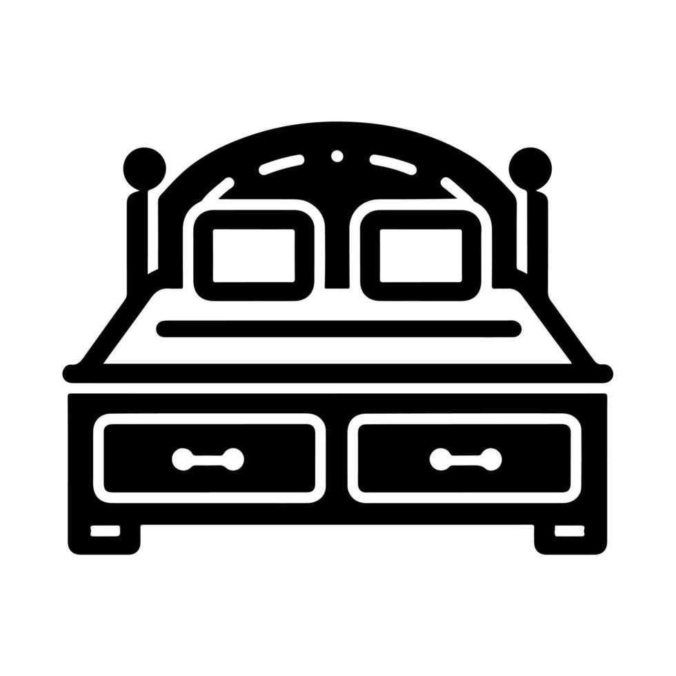 Bed icon silhouette . Human in bed illustration simple design vector