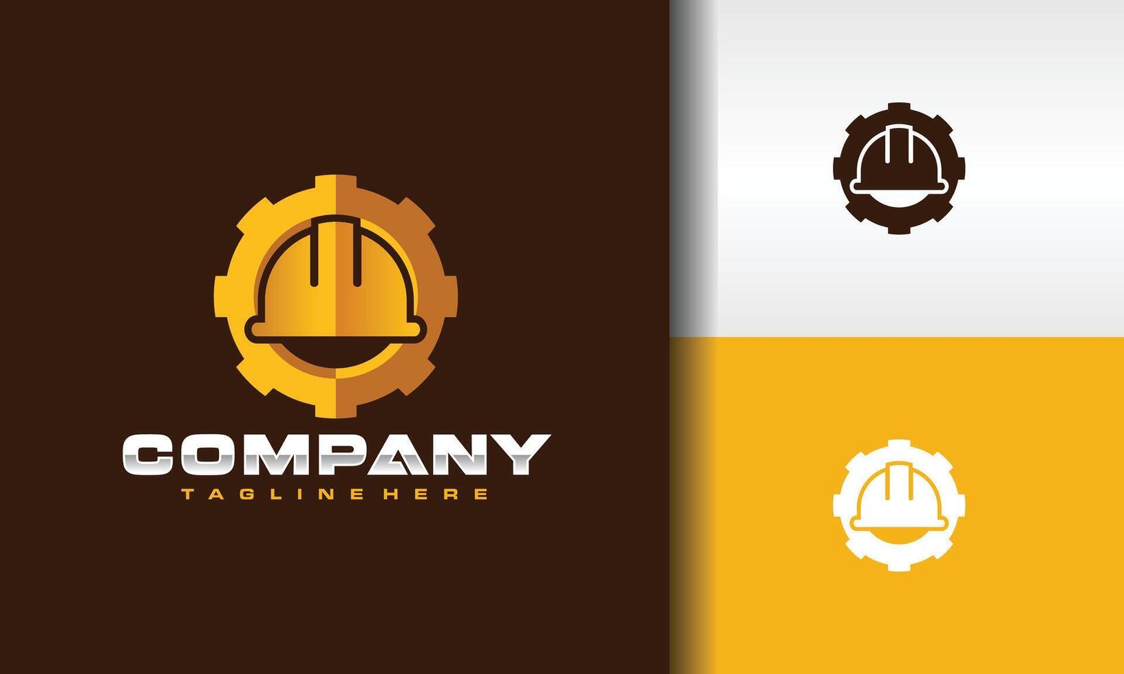 gear construction helmet logo vector