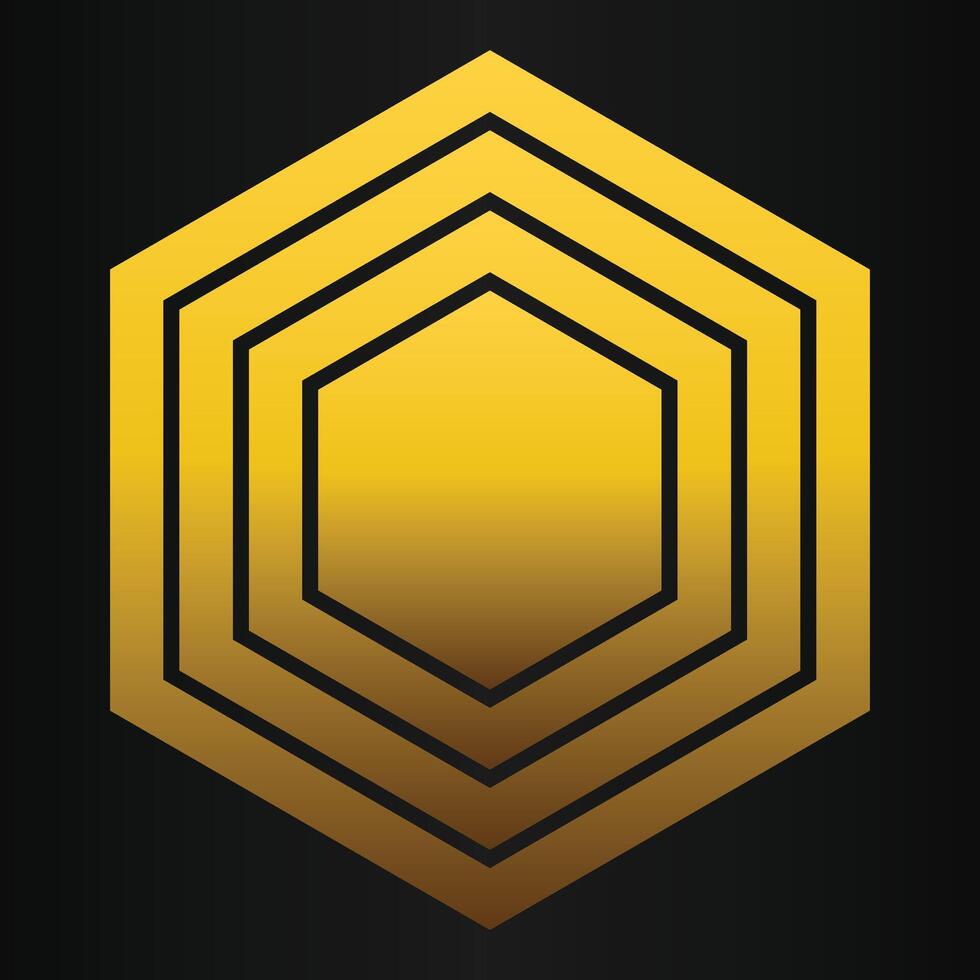 luxury black background with abstract golden geometric hexagon shape vector