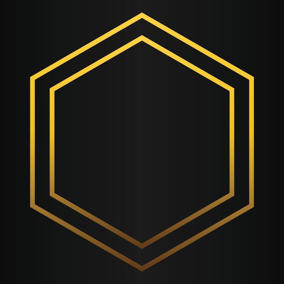 luxury black background with abstract golden geometric hexagon shape vector