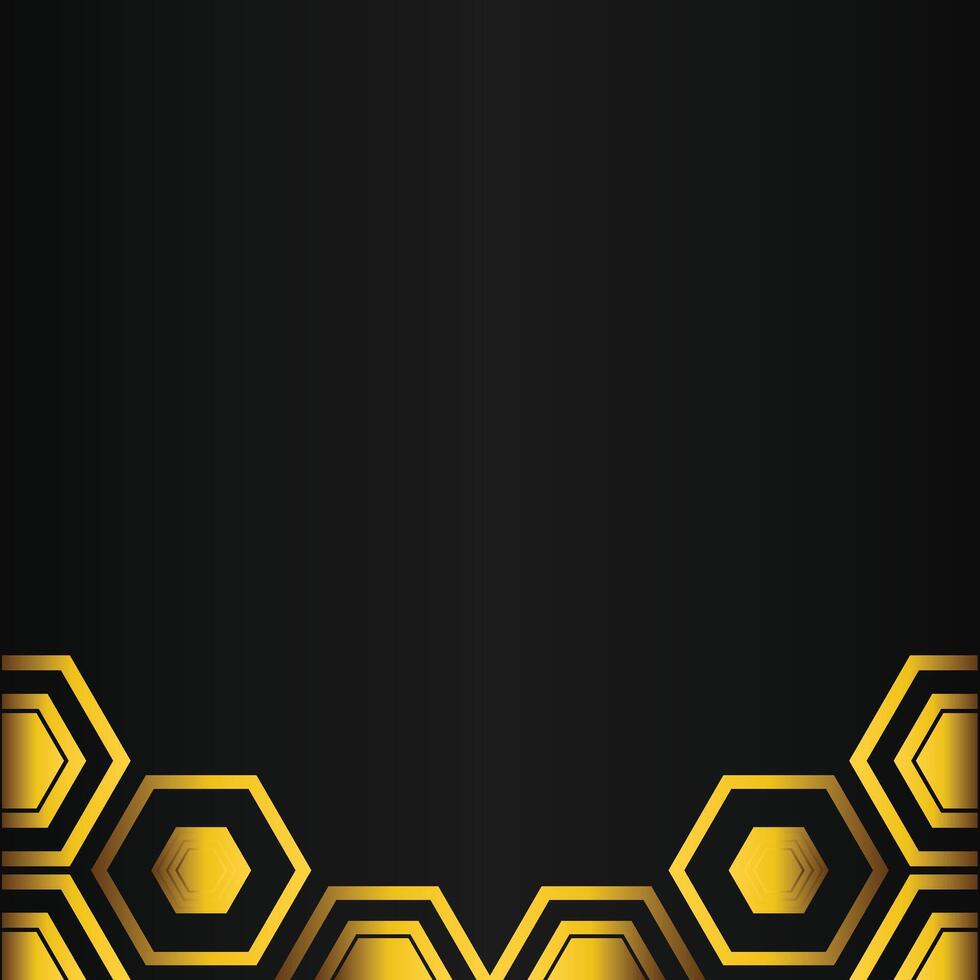 golden hexagon design on black background vector