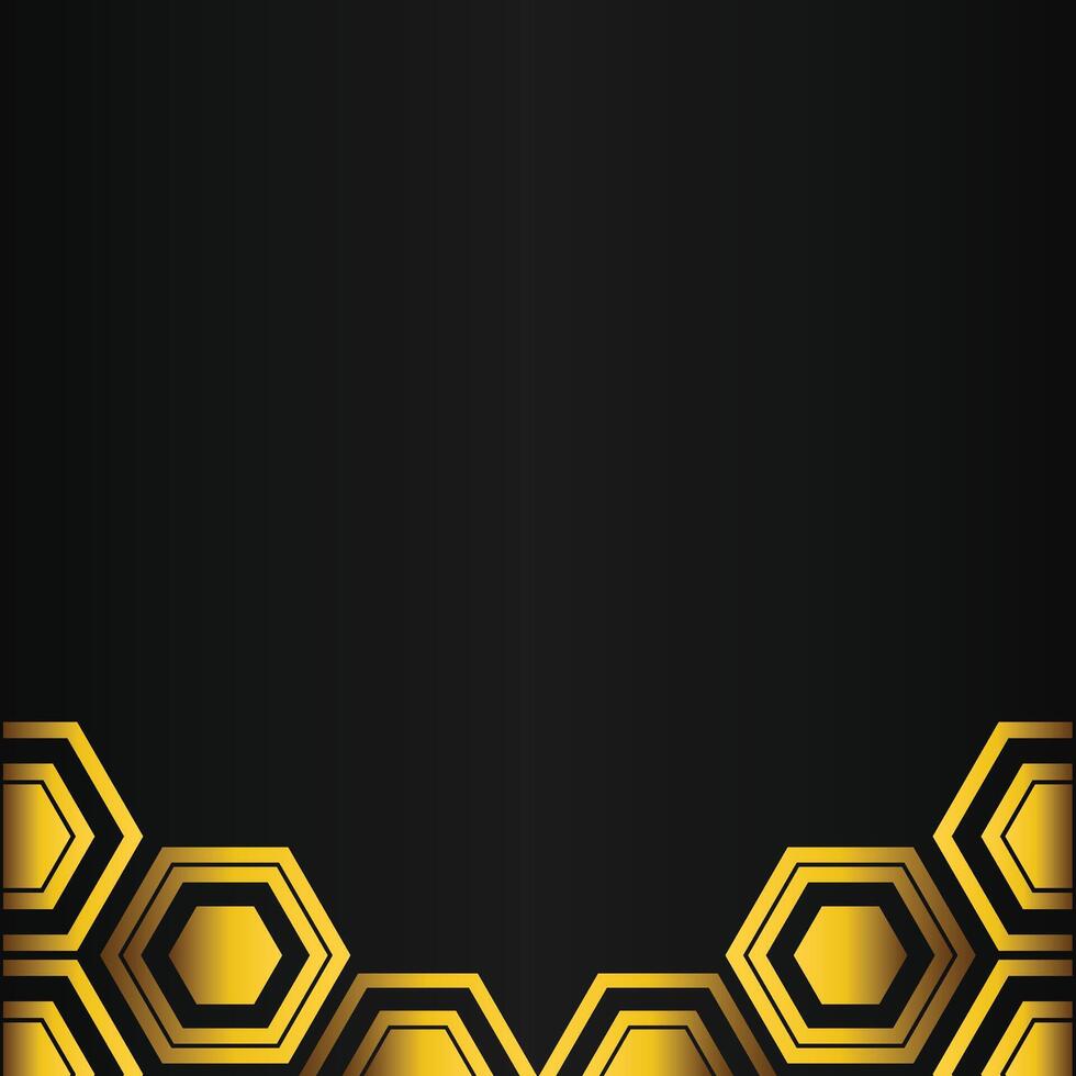 golden hexagon design on black background vector