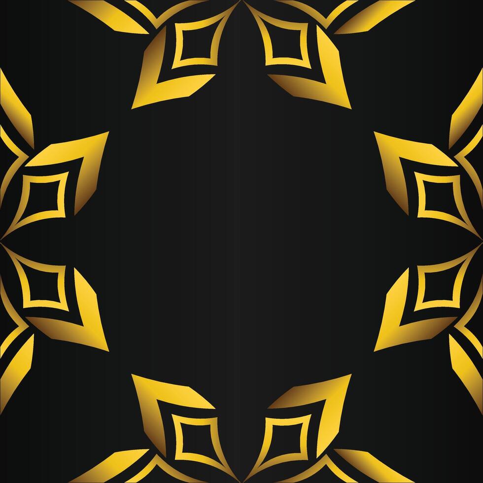 black background with abstract golden floral shape vector
