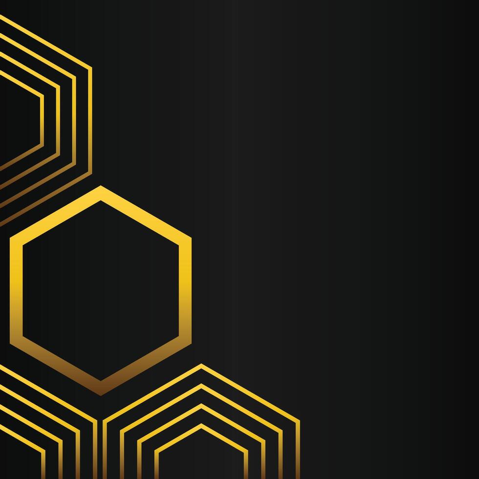 golden hexagon frame corner decoration on black background vector