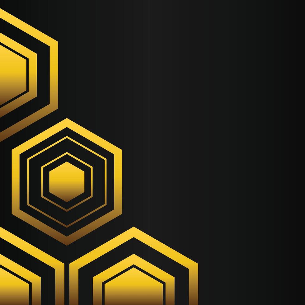 golden hexagon frame corner decoration on black background vector