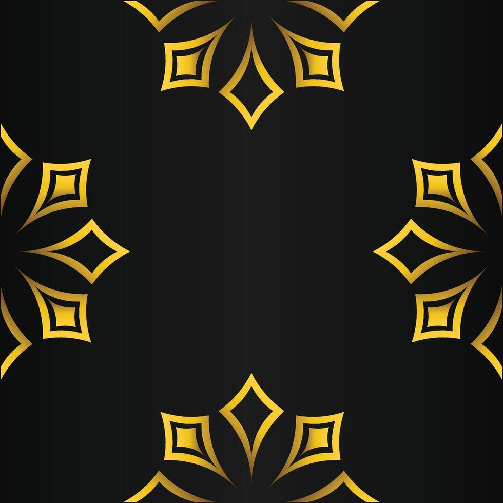 black background with abstract golden floral shape vector