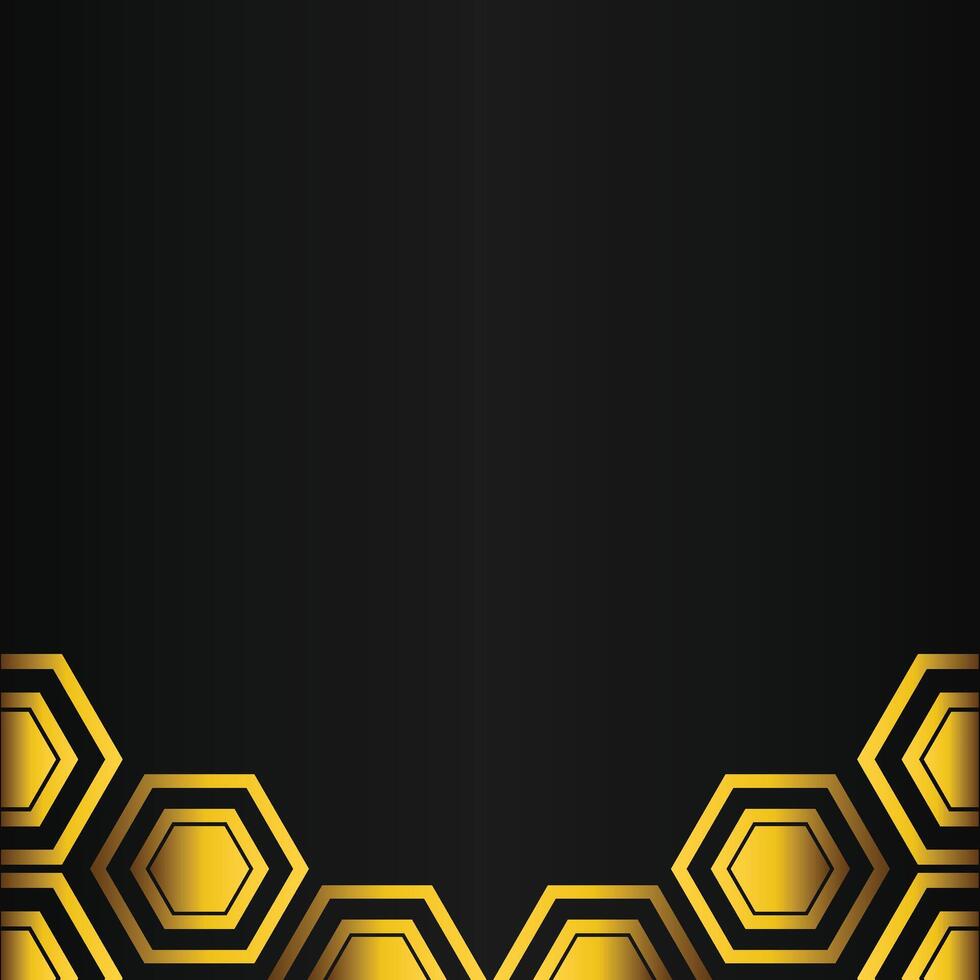 golden hexagon design on black background vector