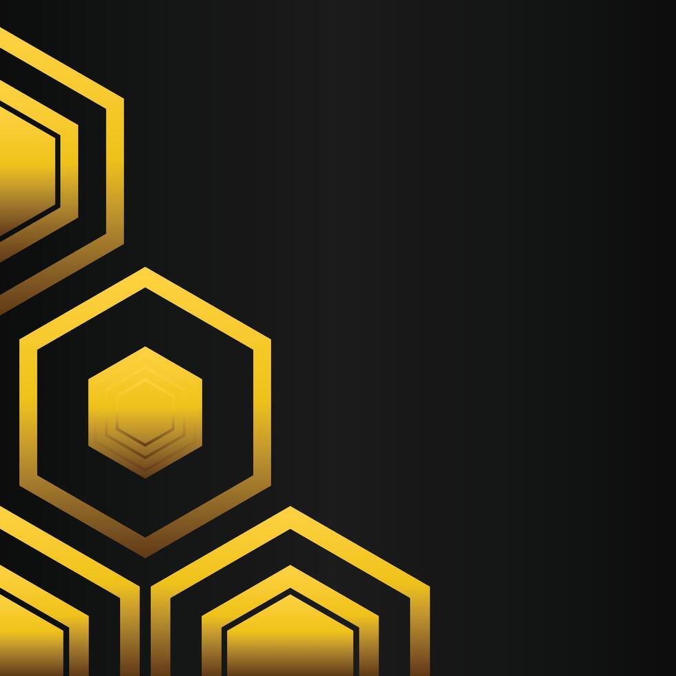 golden hexagon frame corner decoration on black background vector