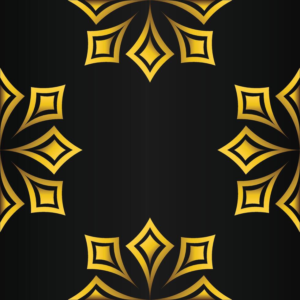 black background with abstract golden floral shape vector