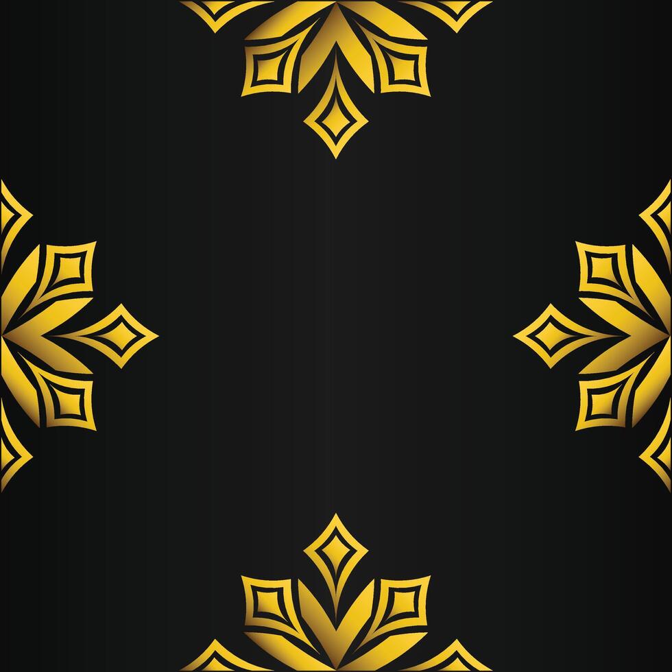 black background with abstract golden floral shape vector