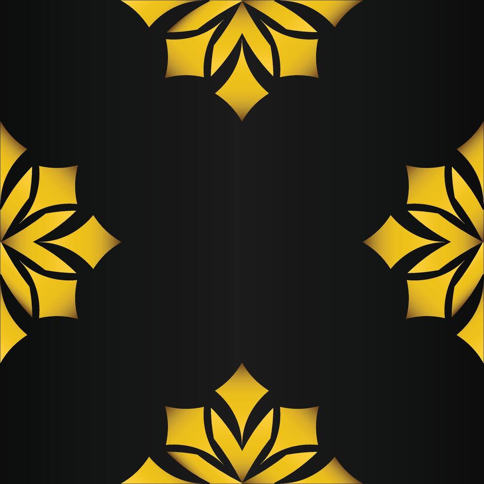 black background with abstract golden floral shape vector