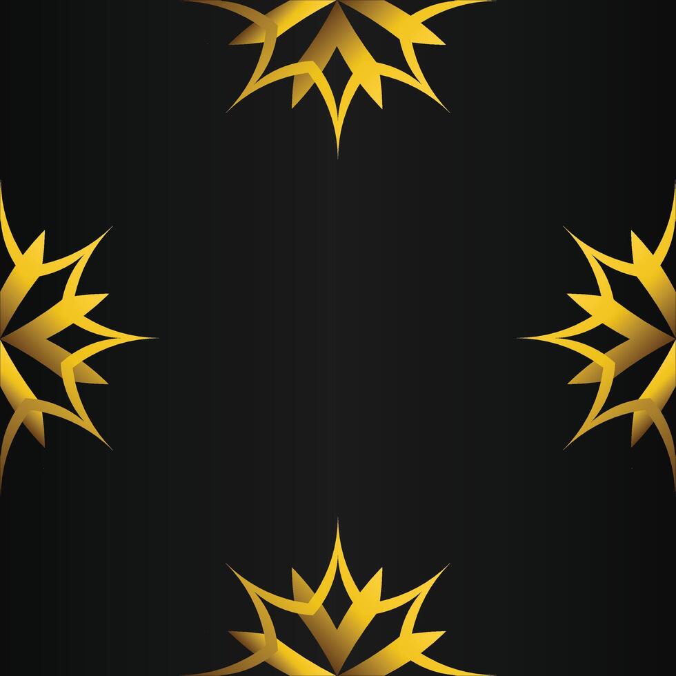 black background with abstract golden floral shape vector