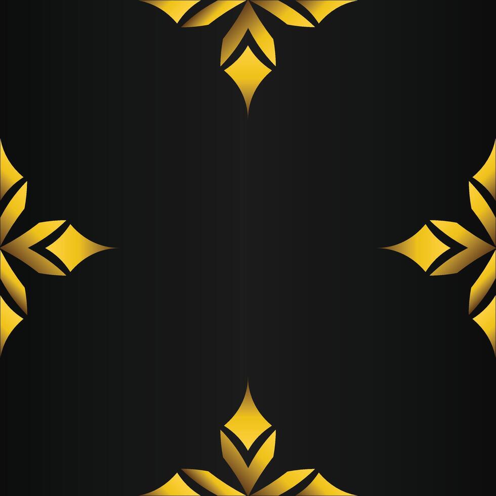 black background with abstract golden floral shape vector