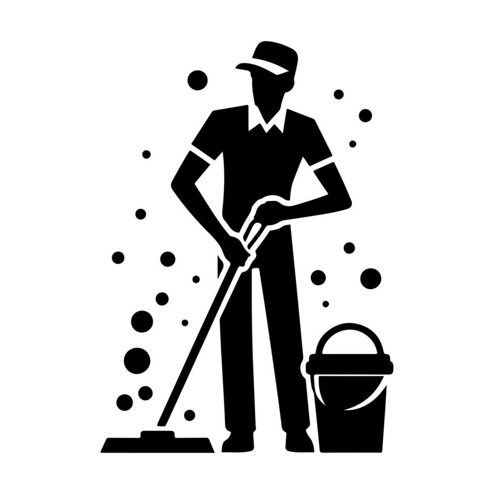Cleaner Male and female silhouettes. Cleaner icon silhouettes. vector