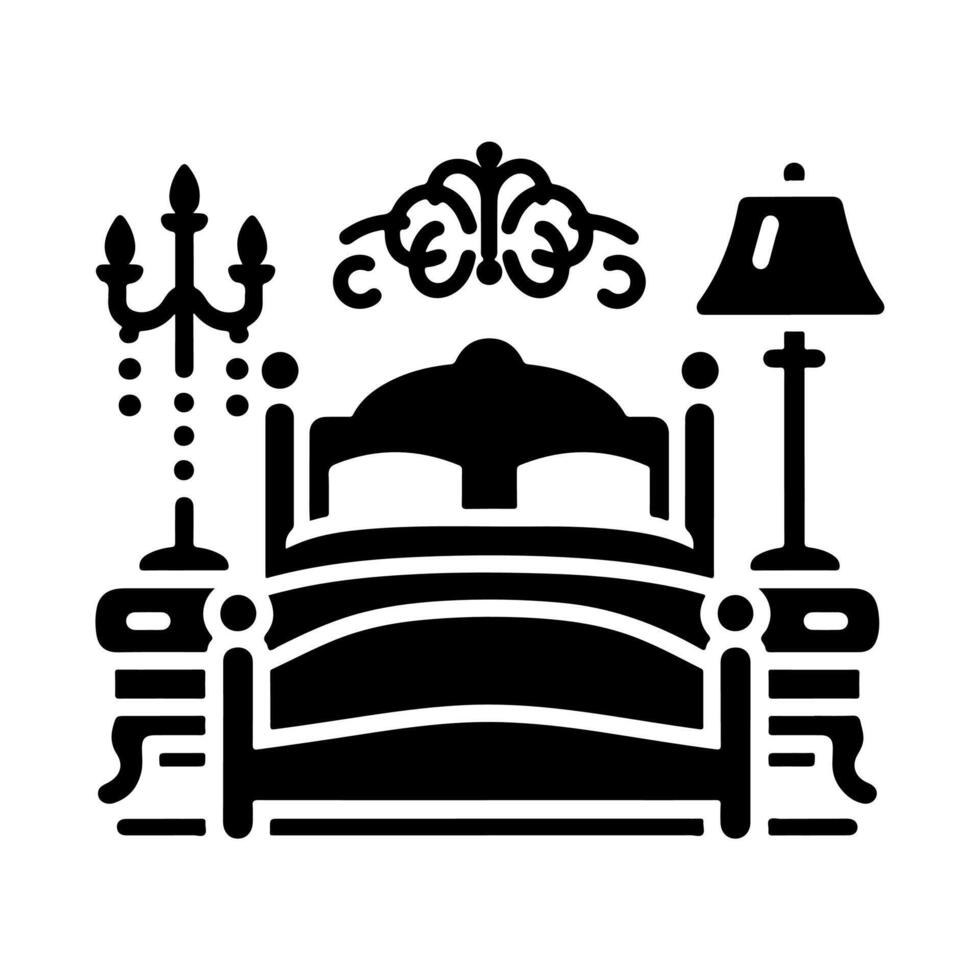 Bed icon silhouette . Human in bed illustration simple design vector