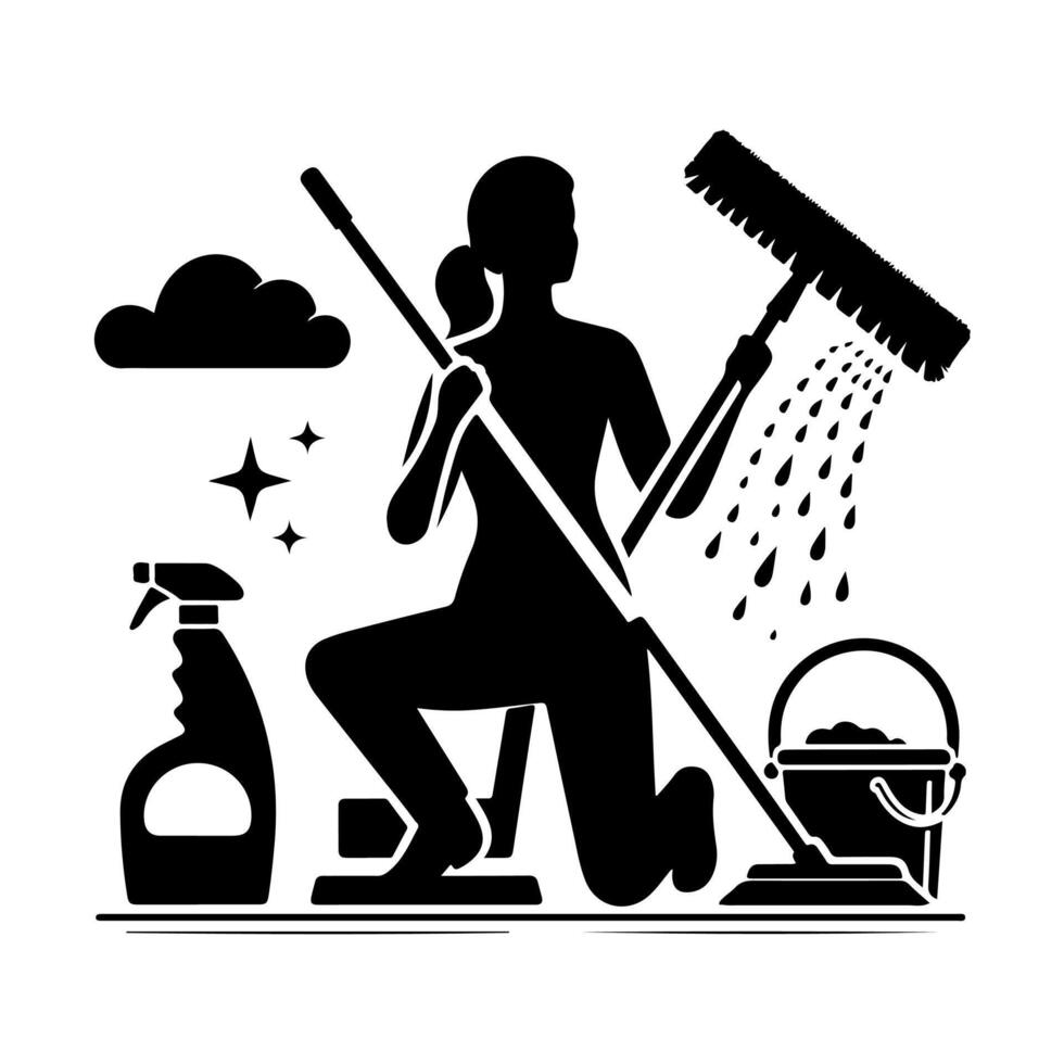 Cleaner Male and female silhouettes. Cleaner icon silhouettes. vector