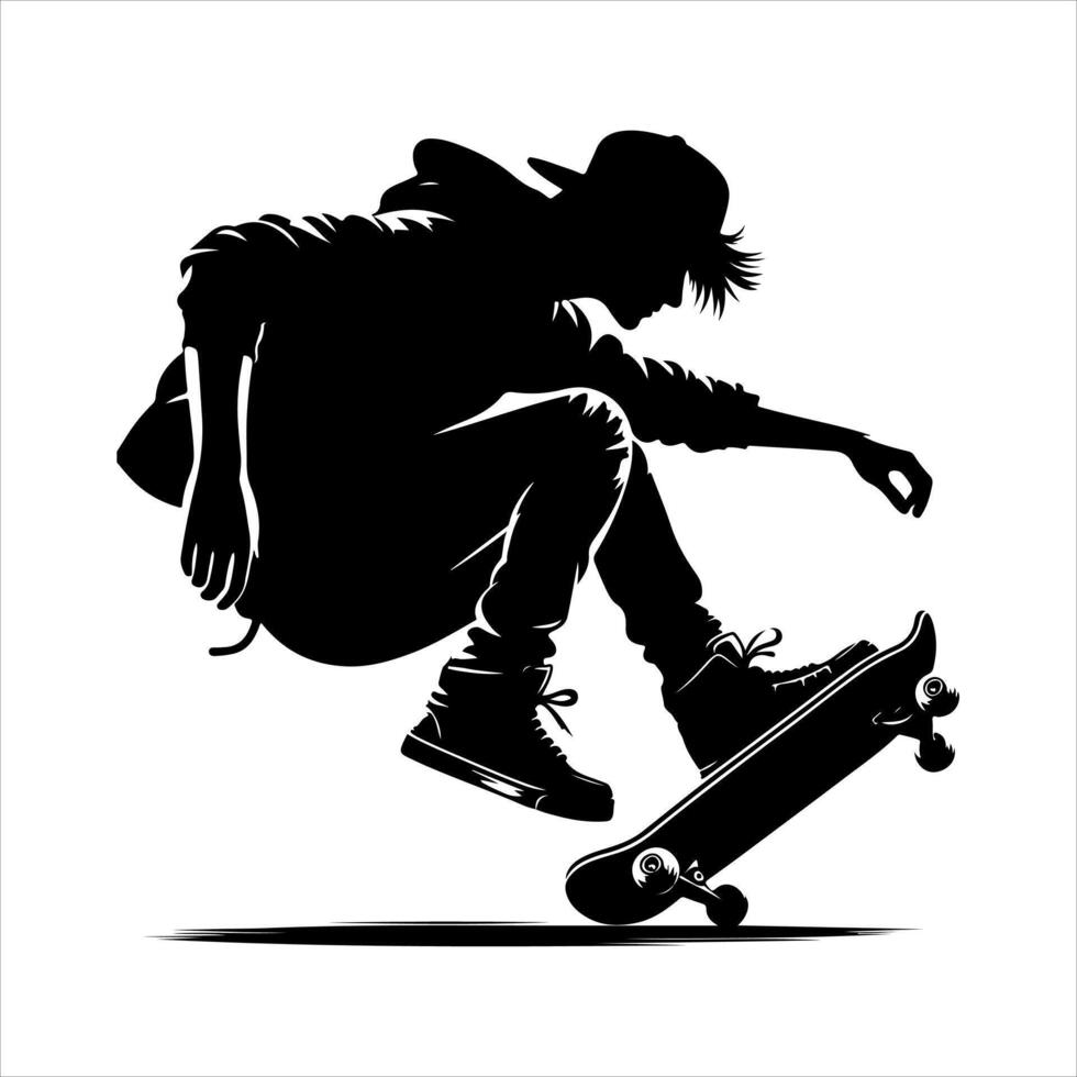 Skateboarder silhouette skater illustration. vector