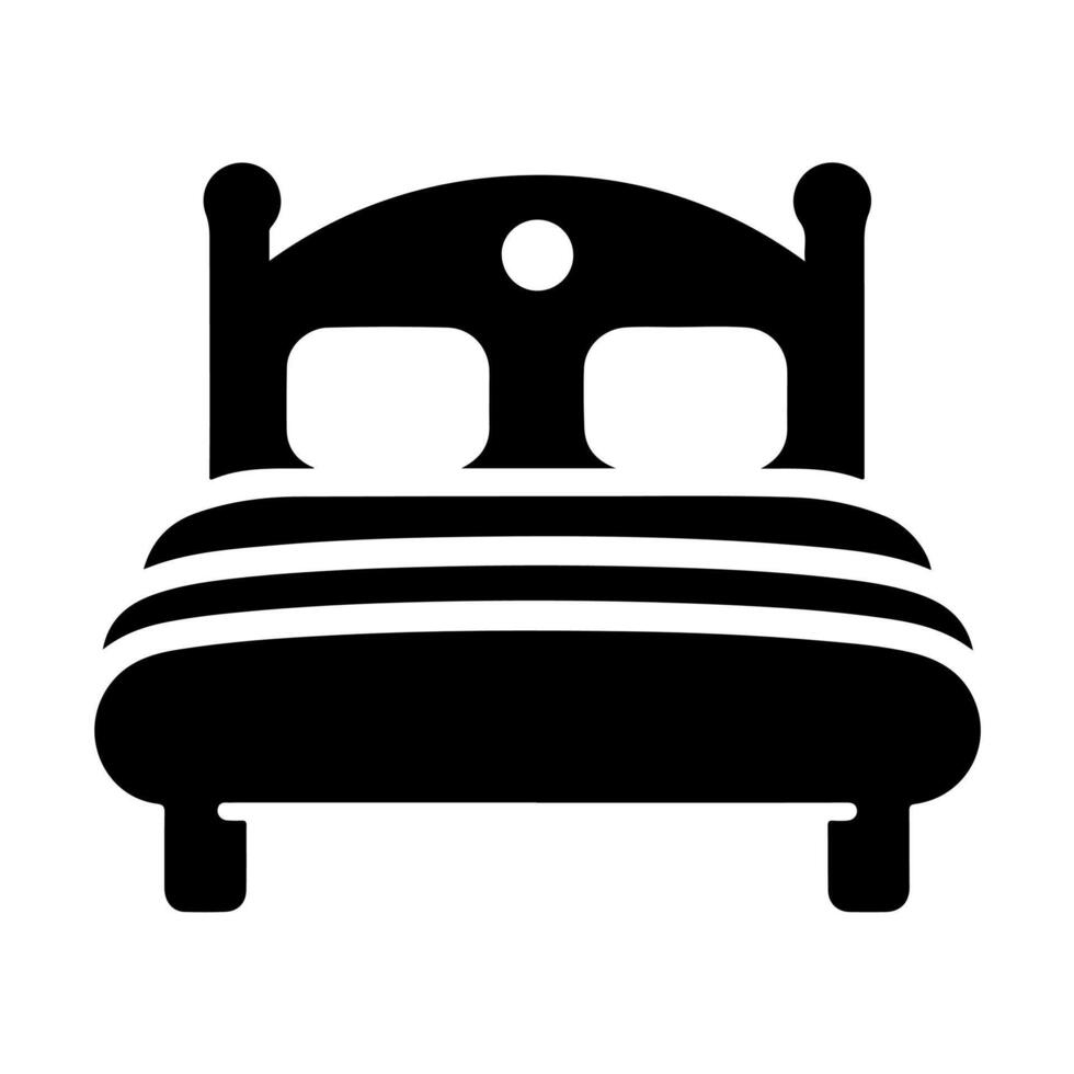 Bed icon silhouette . Human in bed illustration simple design vector