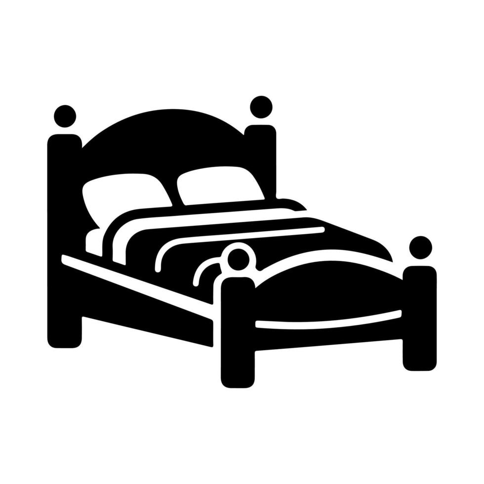 Bed icon silhouette . Human in bed illustration simple design vector