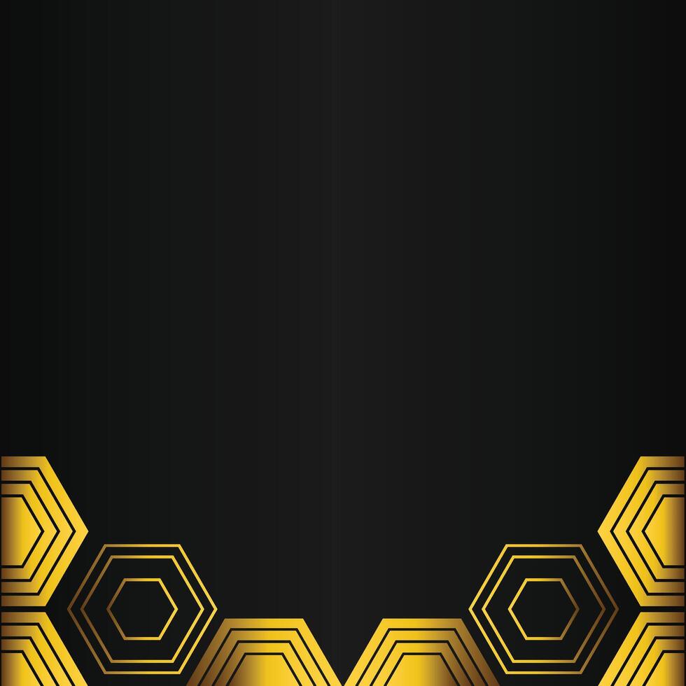 golden hexagon design on black background vector