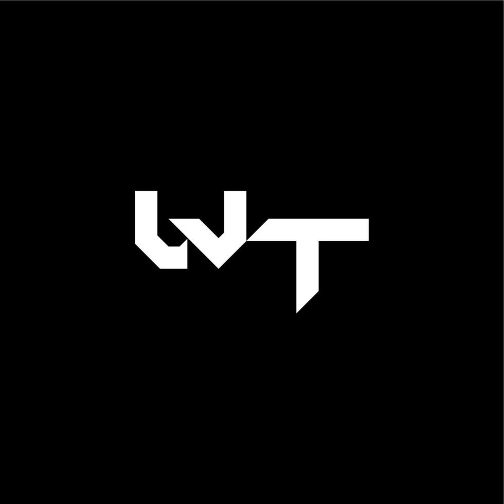 bold futuristic concept WT modern monogram initial letter techno style vector