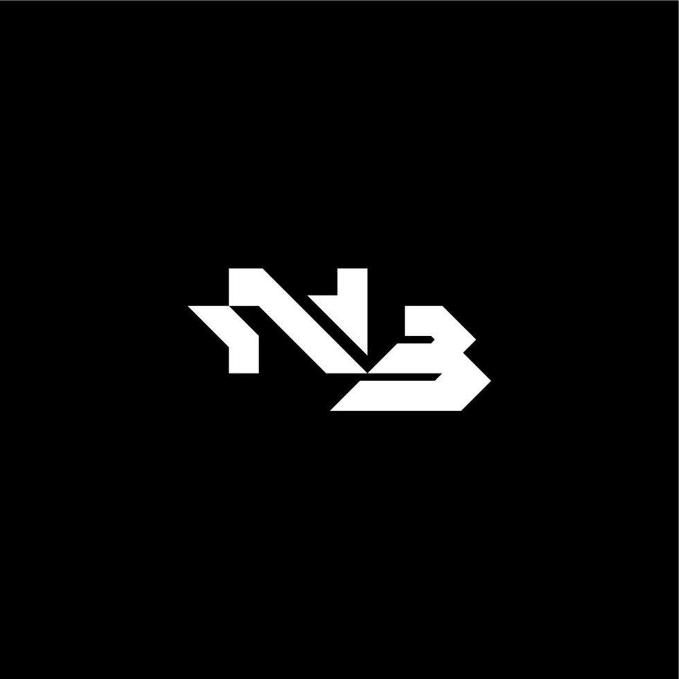 modern monogram initial bold futuristic concept NB techno style letter vector