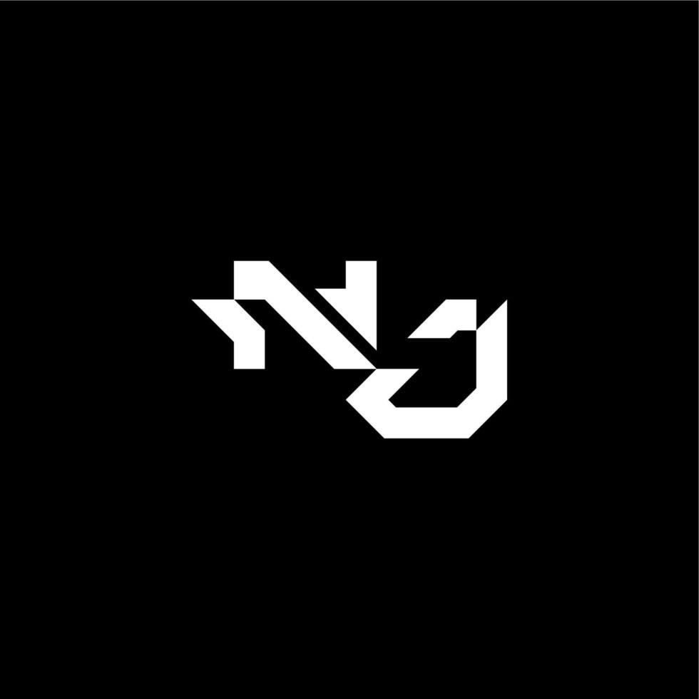 modern monogram initial bold futuristic concept NJ techno style letter vector
