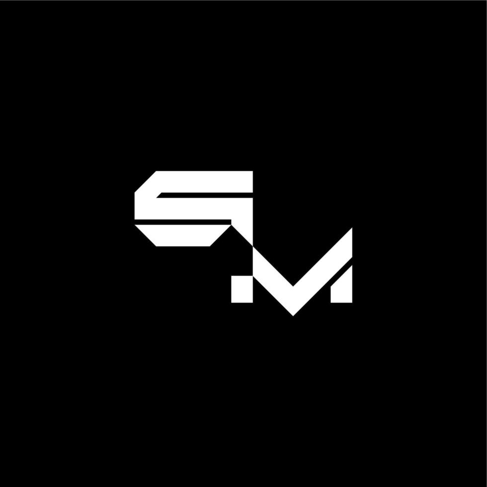modern monogram initial bold futuristic concept SM techno style letter vector