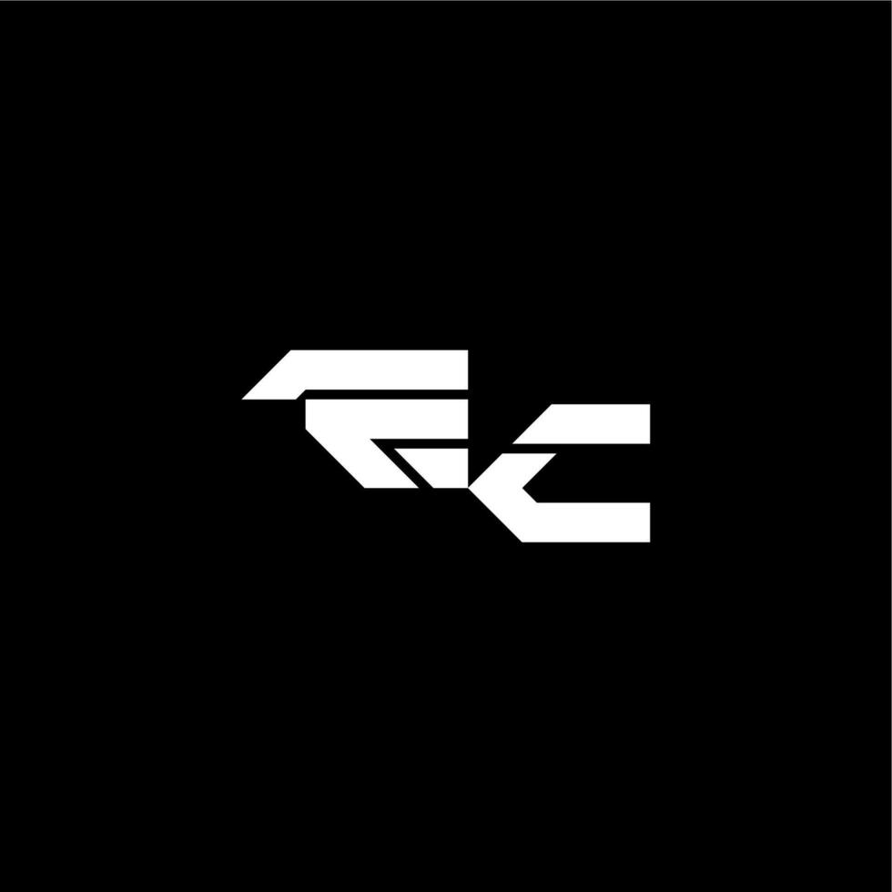 techno style EC bold futuristic concept modern monogram initial letter vector