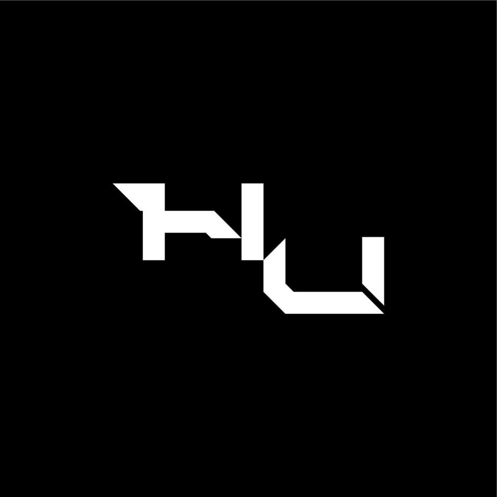 techno style modern monogram initial letter bold futuristic concept HU vector