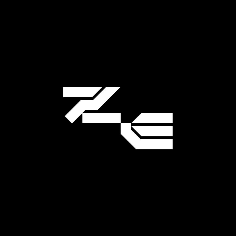ZE letter bold futuristic concept techno style modern monogram initial vector