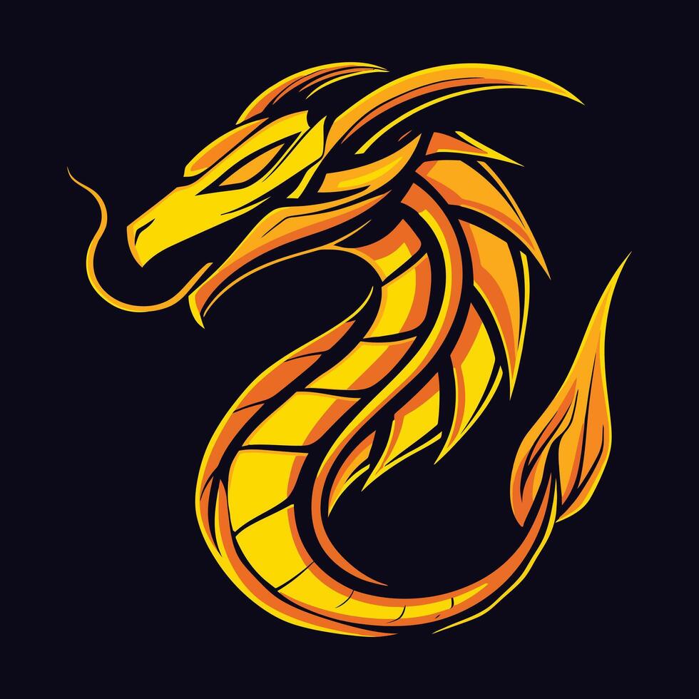 illustration of a dragon spouting on a dark blue background vector