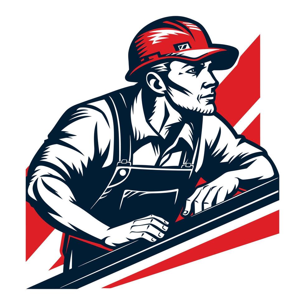 wood craftsman illustration on white background vector