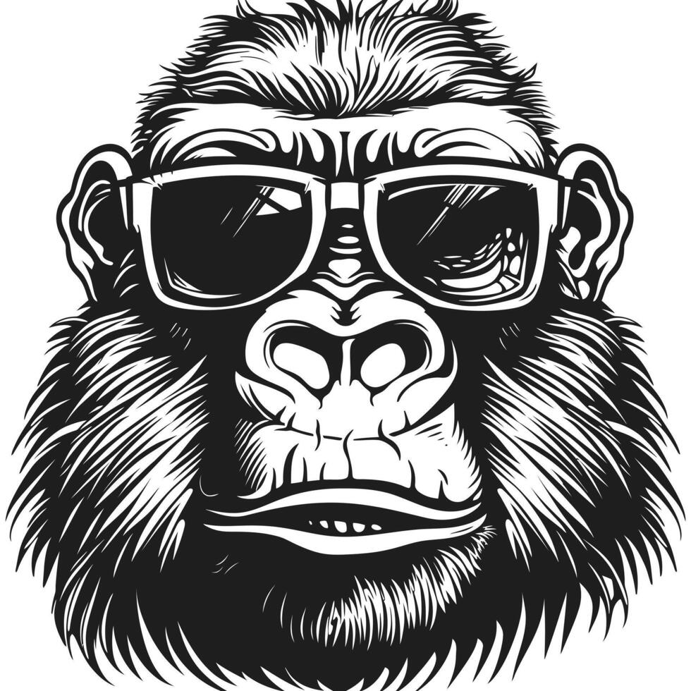 silhouette illustration of a gorilla head vector
