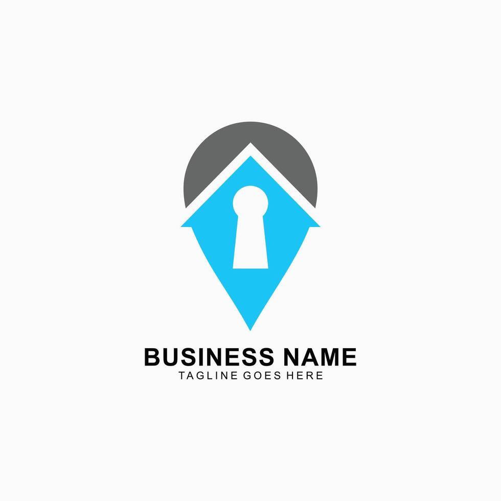 Abstract logo design with combine pin icon and keyhole concept vector