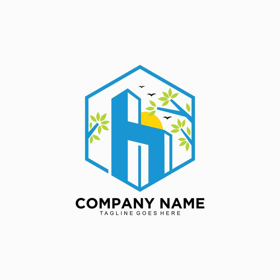 Letter H initial logo building design concept for business company vector