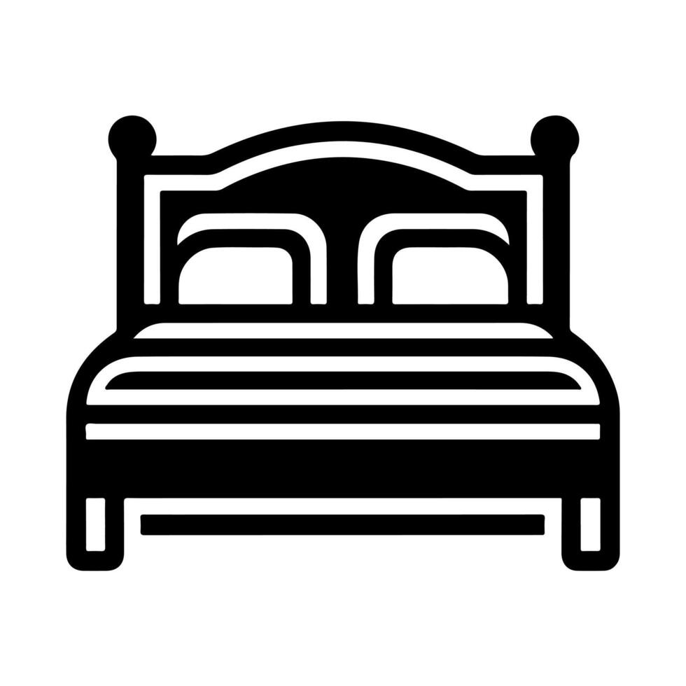 Bed icon silhouette . Human in bed illustration simple design vector