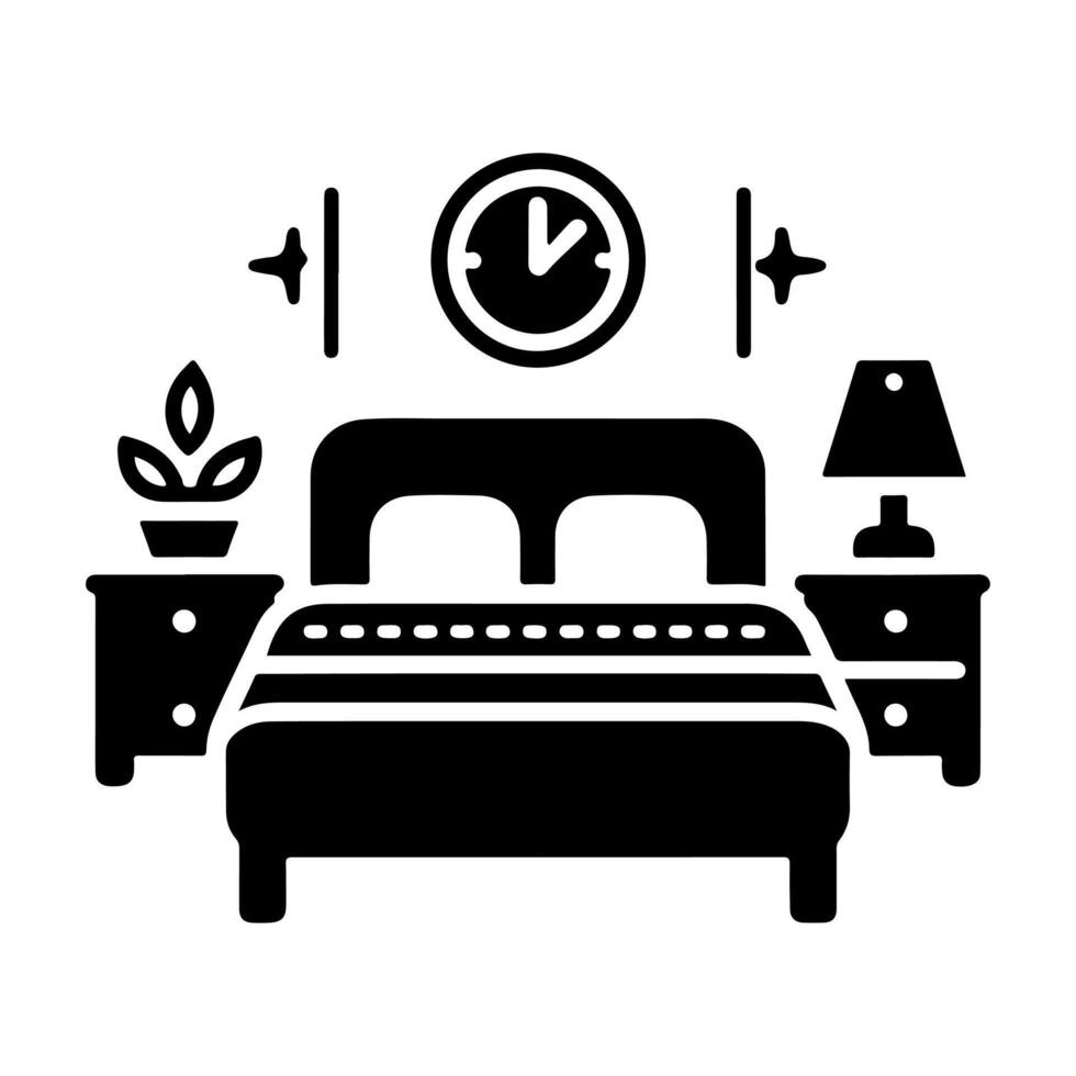 Bed icon silhouette . Human in bed illustration simple design vector