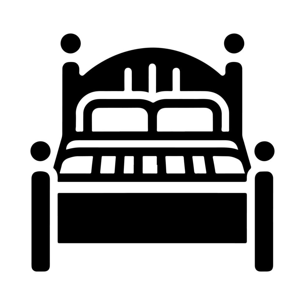 Bed icon silhouette . Human in bed illustration simple design vector