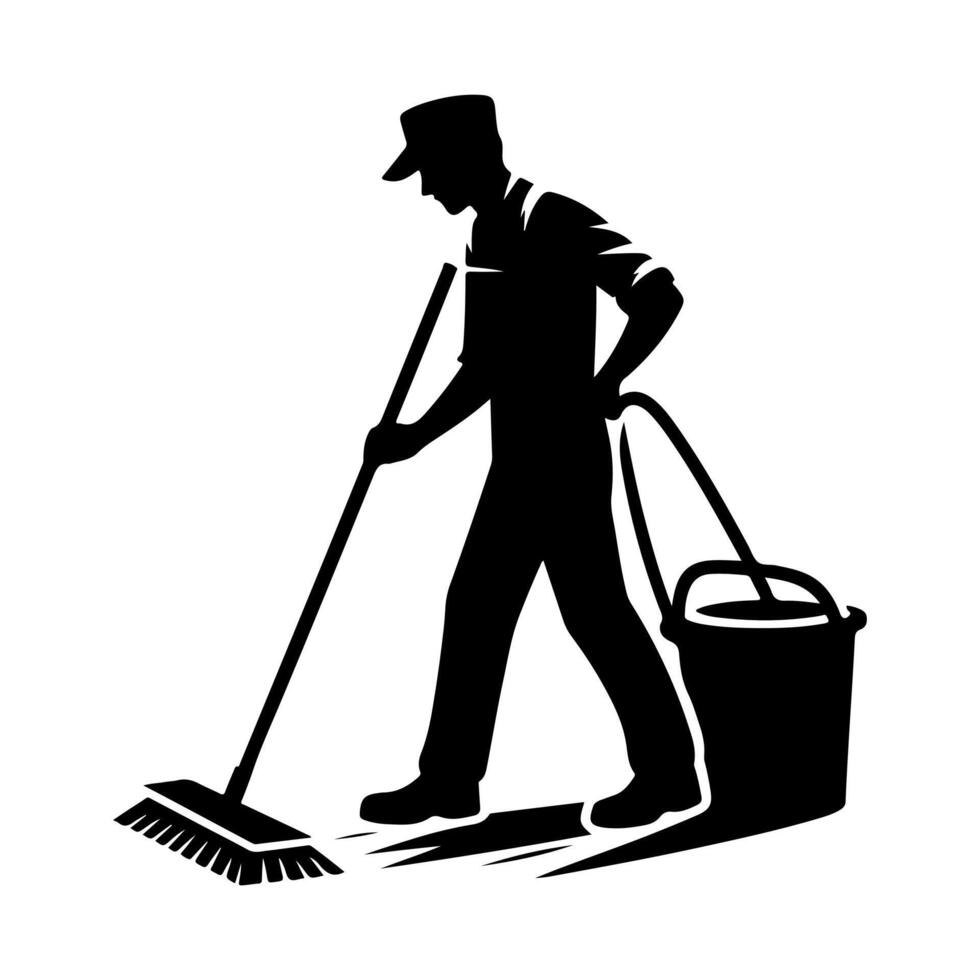 Cleaner Male and female silhouettes. Cleaner icon silhouettes. vector