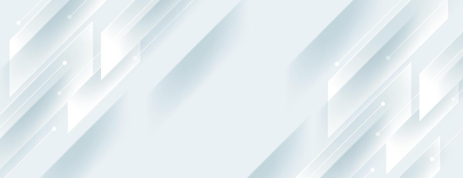 white abstract technology background with diagonal stripes and shadow vector