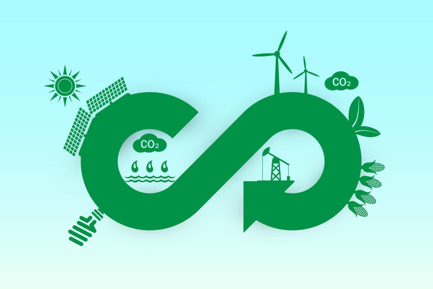 Green eco infinity, net zero, circular economy, renewable enwergy and save the world concept. vector