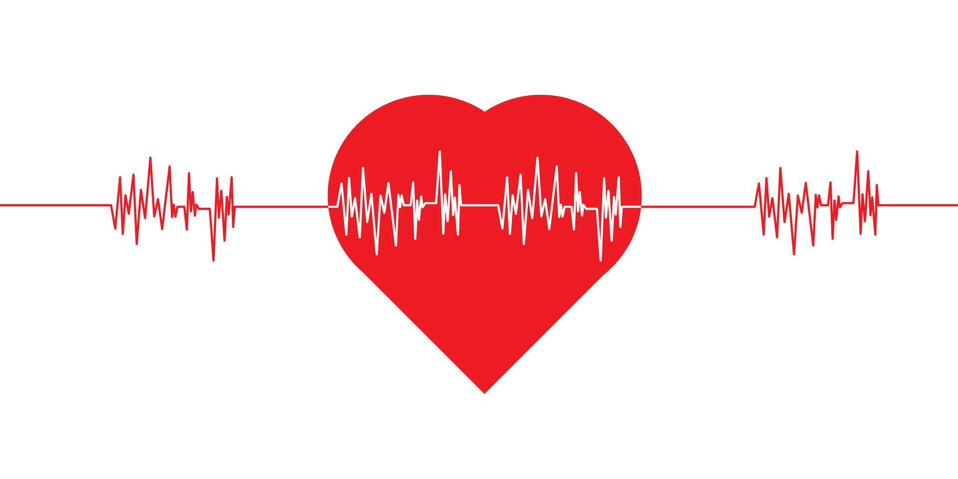 Heart pulse. Red and white colors. Heartbeat lone, cardiogram. vector
