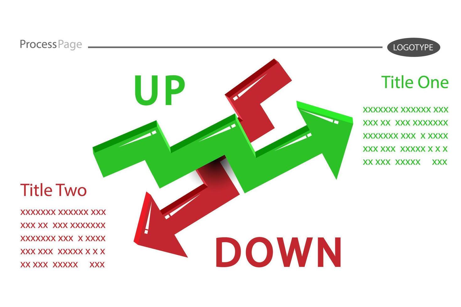 Arrow up and down arrow diagram slide template. vector
