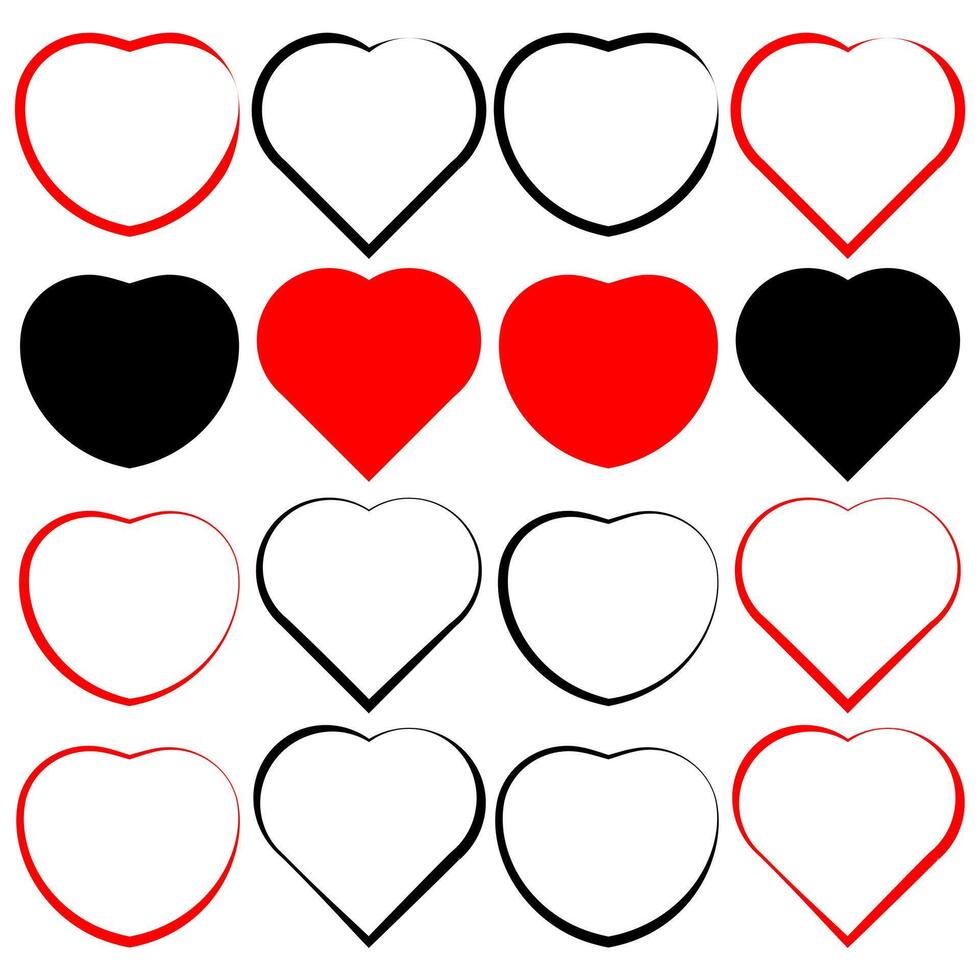set of love symbols heart icons in vecto vector