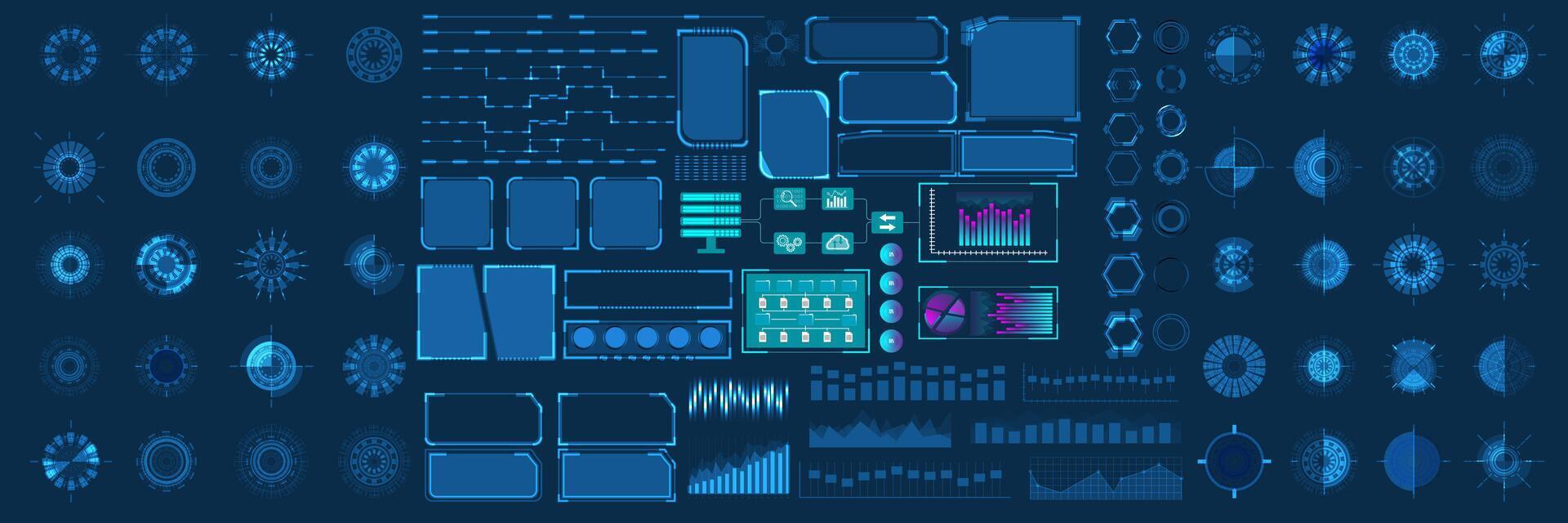 Mega set Futuristic Hud elements. Futuristic virtual graphic touch user interface. vector