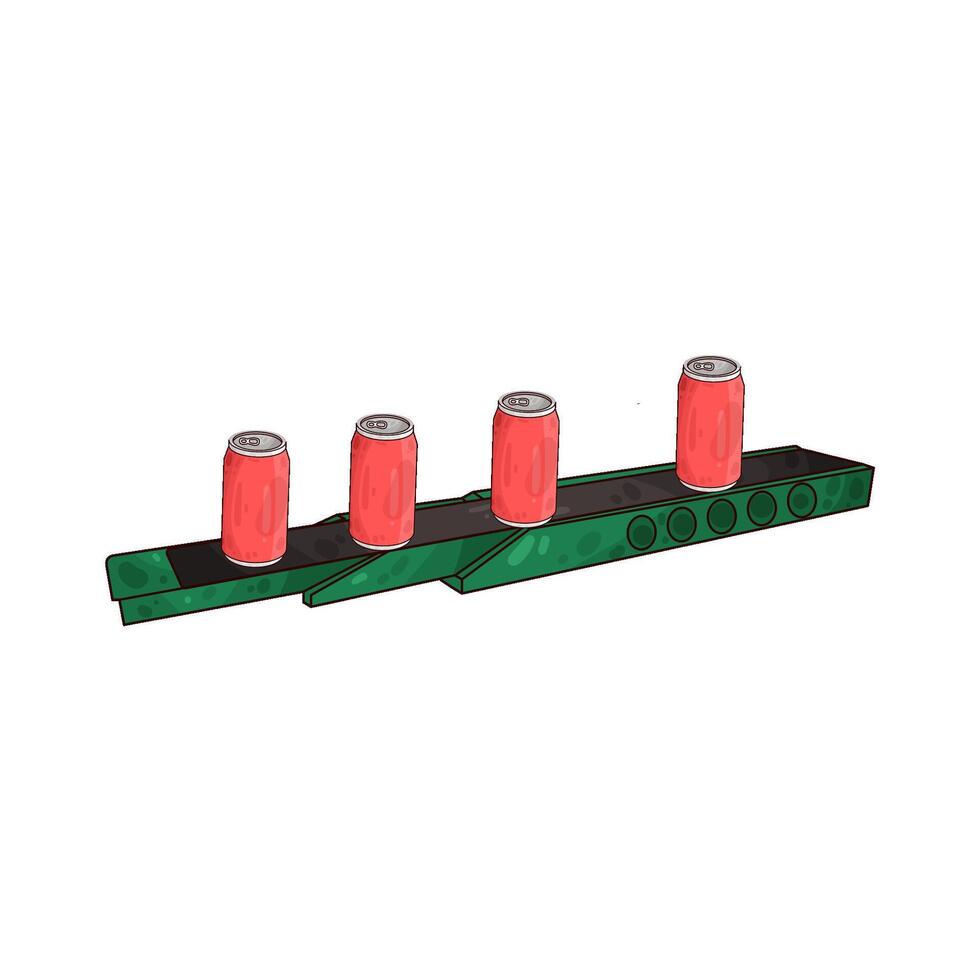 Illustration of soda cans on conveyor vector
